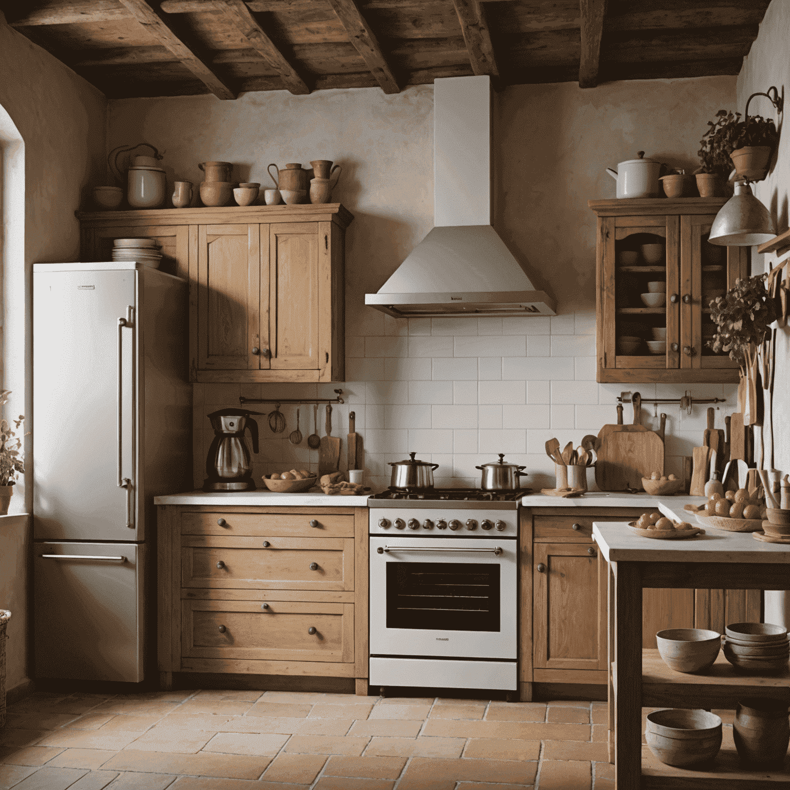 Immagine di una cucina italiana tradizionale con elettrodomestici essenziali